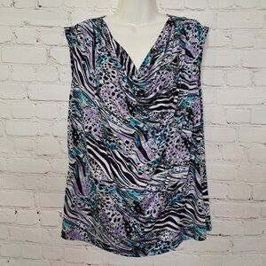 Jennie & Marlis Abstract Print Sleeveless Blouse Size XL